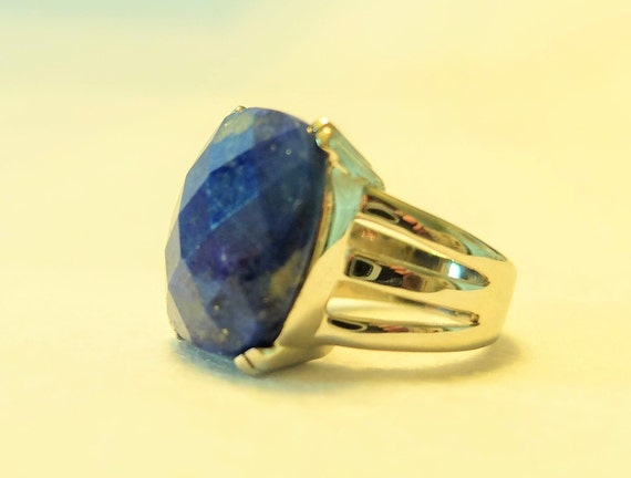 Lapis ring, faceted blue gemstone ring - image 5