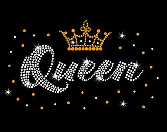 Queen Crown Bling Iron-on Rhinestud and Rhinestone Transfer DIY