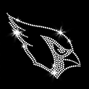 Cardinal Blue Jay Head Sparkly Mascot Iron-on Rhinestone Crystals Heat Transfer DIY Bling