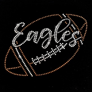 Eagles Script Football Iron-on Rhinestone and Rhinestud Transfer DIY Bling