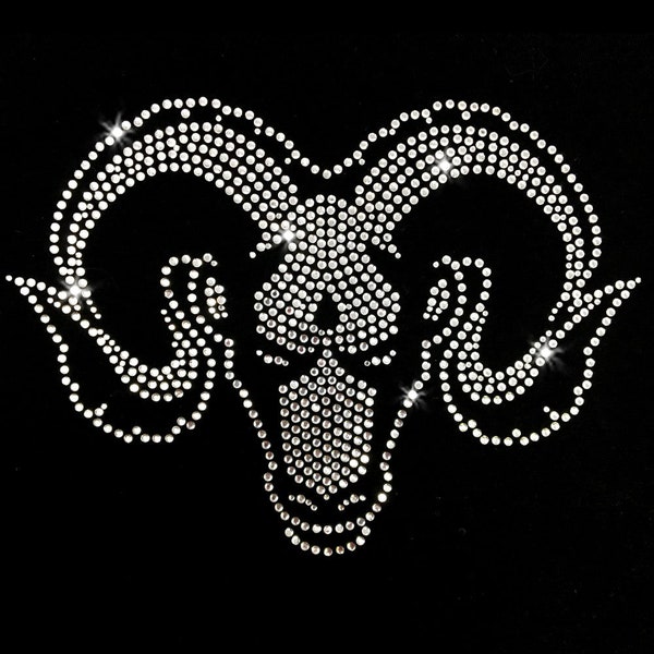 Ram Head Iron-on Rhinestone Transfer DIY Bling