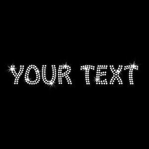 Customized Rhinestone Name or Personalized Word Text with Clear Funky Style Capital Letters Iron-on DIY Bling Transfer