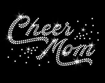 Cheer Mom Swoosh Cheerleader Iron-on Rhinestone Transfer DIY Bling