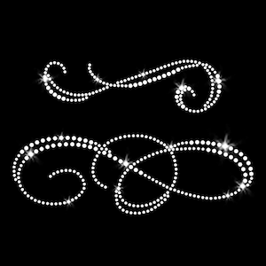 Large Flourish Embellish Design Swirls Iron-on Rhinestone Transfer DIY Bling