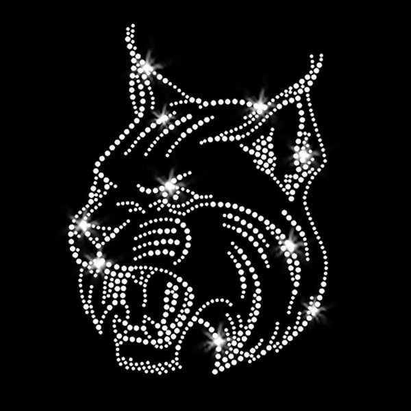 Wildcat Bobcat Face Iron-on Rhinestone Transfer DIY Bling