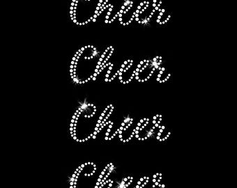 Set of 4 Cheer Script Iron-on Rhinestone Transfer DIY Bling