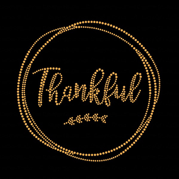 Thankful Iron-on Gold Rhinestud Heat Transfer DIY Thanksgiving Bling