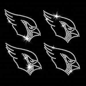 Set of 4 Small Cardinal Head Iron-on Rhinestone Transfer DIY Bling