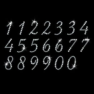 Script Numbers Iron-on Rhinestone Transfer DIY Bling