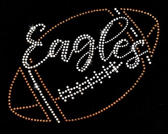 Eagles Script Football Iron-on Rhinestone and Rhinestud Transfer DIY Bling