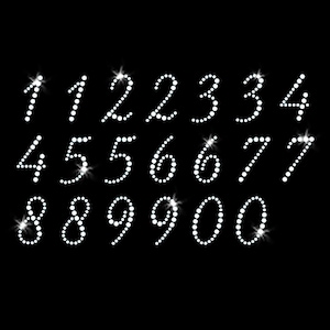 Script Numbers Iron-on Rhinestone Transfer DIY Bling