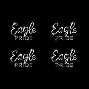Eagle Pride Sparkly Cheer Bow Rhinestone Iron-On Transfers - Set of 4