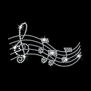 Music Melody Iron-on Crystal Rhinestone Transfer DIY Sparkly Piano Teacher Bling