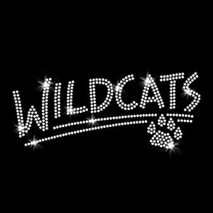 Wildcats with Paw Sparkly Iron-on Crystal Rhinestone Transfer DIY Bling