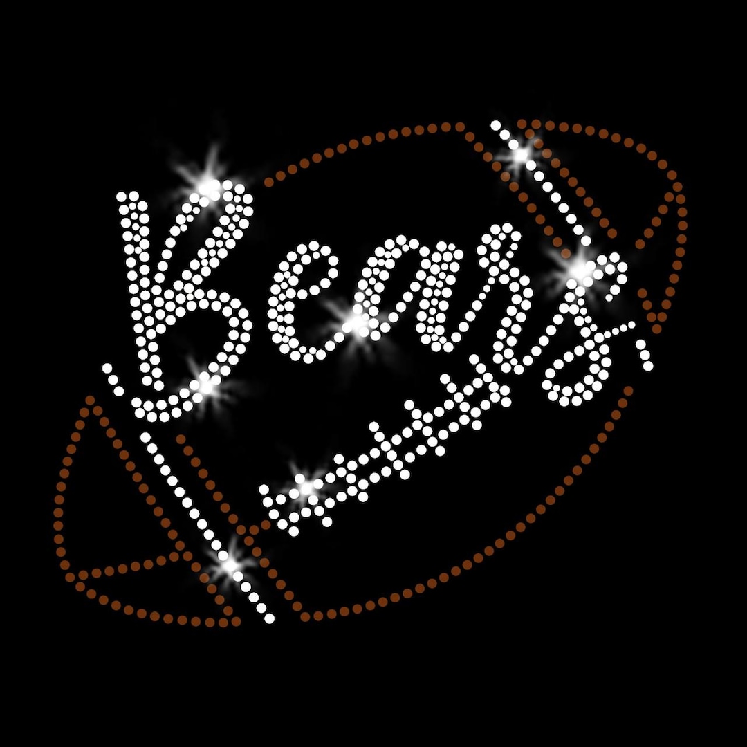 Bears Script Football Sparkly Bling Iron-on Clear Crystal Rhinestone ...