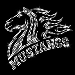 Mustangs Mascot Iron-on Rhinestone Transfer DIY Bling