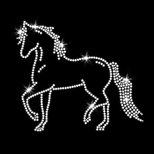 Prancing Horse Sparkly Cowgirl Western Pretty Iron-on Rhinestone Transfer DIY Bling