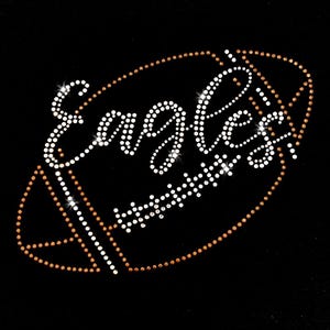 Eagles Script Football Iron-on Rhinestone and Rhinestud Transfer DIY Bling