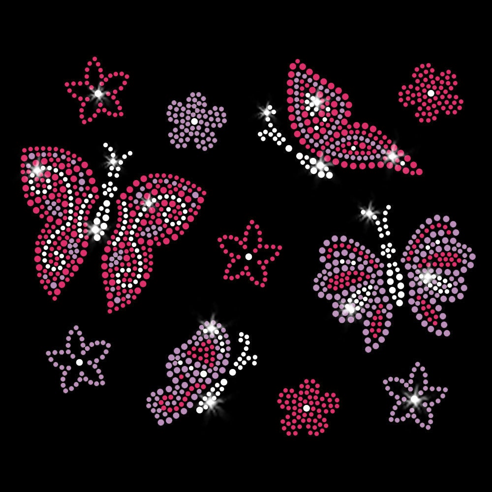 SUPERDANT Butterfly Bling Rhinestone Iron on Transfers Clear Crystal  Rhinestone Template for Clothes Bags Pants DIY Transfer Iron On Decals for
