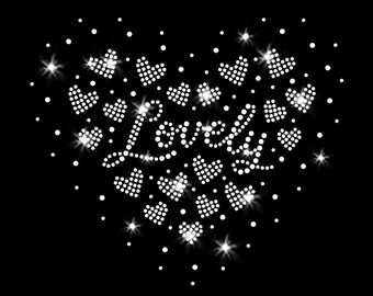 Lovely Hearts Design Iron-on Sparkly Clear Crystals Rhinestone Transfer DIY Bling