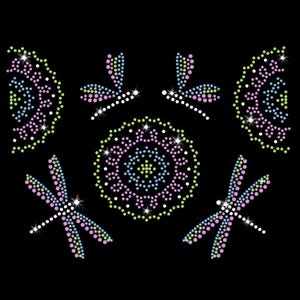 Dragonfly Mandala Iron-on Rhinestone and Rhinestud Transfer DIY Bling