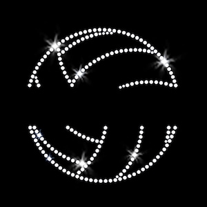 Volleyball Split with Your Custom Text Sparkly Clear Crystal Rhinestone Iron-on Transfer