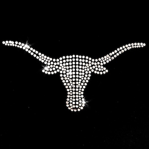 Longhorns Mascot Large Iron-on Rhinestone Transfer DIY Bling