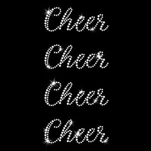 Set of 4 Cheer Script Iron-on Rhinestone Transfer DIY Bling