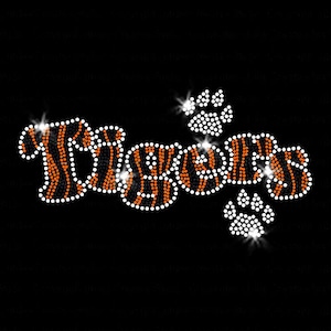 Orange Tiger Stripes Iron-on Rhinestone Transfer DIY Bling