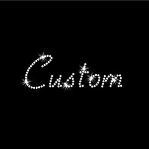 Elegant Customized Rhinestone Word Personalized Name Text DIY Bling Iron-on Clear Crystal T-Shirt Transfer Cursive Script Style Letters