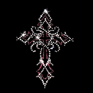 Swirly Cross Sparkly Christian Faith Bling Iron-on Rhinestone Crystals Heat Transfer DIY Bling