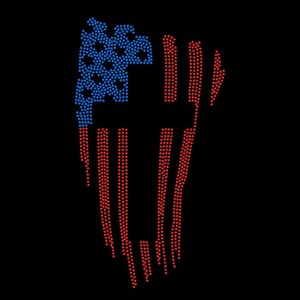 American Flag Cross USA Christian Faith America Patriotic Iron-on Crystal Rhinestone Bling Transfer