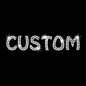 Customized Rhinestone Name or Personalized Word Text with Clear Funky Style Capital Letters Iron-on DIY Bling Transfer