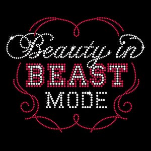 Beauty in Beast Mode: Sparkly Workout Fitness Bling Iron-on Rhinestone Transfer