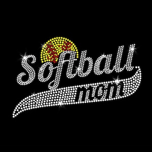 Softball Mom Sparkly Fastpitch Iron-on Crystal Rhinestone Transfer DIY Bling