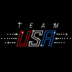 Team USA America Patriotic Iron-on Rhinestone Transfer DIY Bling