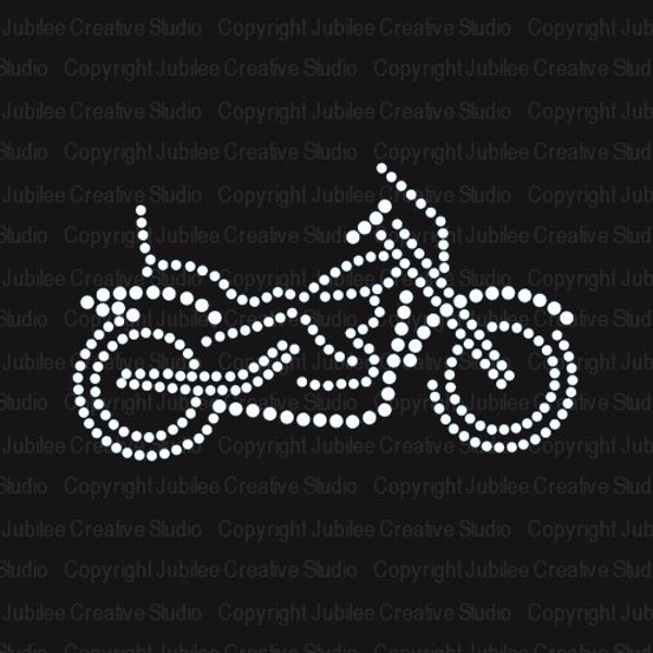 Motorcycle Biker Sparkly Crystals Iron-on Rhinestone Transfer DIY Bling