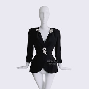 Thierry Mugler Glam Jacket Shooting Star Crystal Archival Black Dramatic Sculptural Blazer