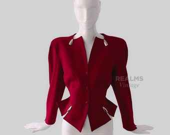 Thierry Mugler Red Silver Bullet Blazer Jacket Hiver Buick collection FW 1989