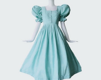 Beautiful Puff Sleeve Dress Vintage Austrian Dirndl Cotton