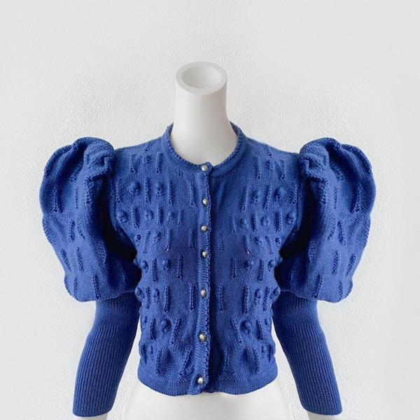 Leg-Of-Mutton Sleeve Metal Cardigan