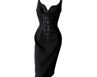 Thierry Mugler Couture Anatomique Computer Iconic Spider Web Archival Evening Dress