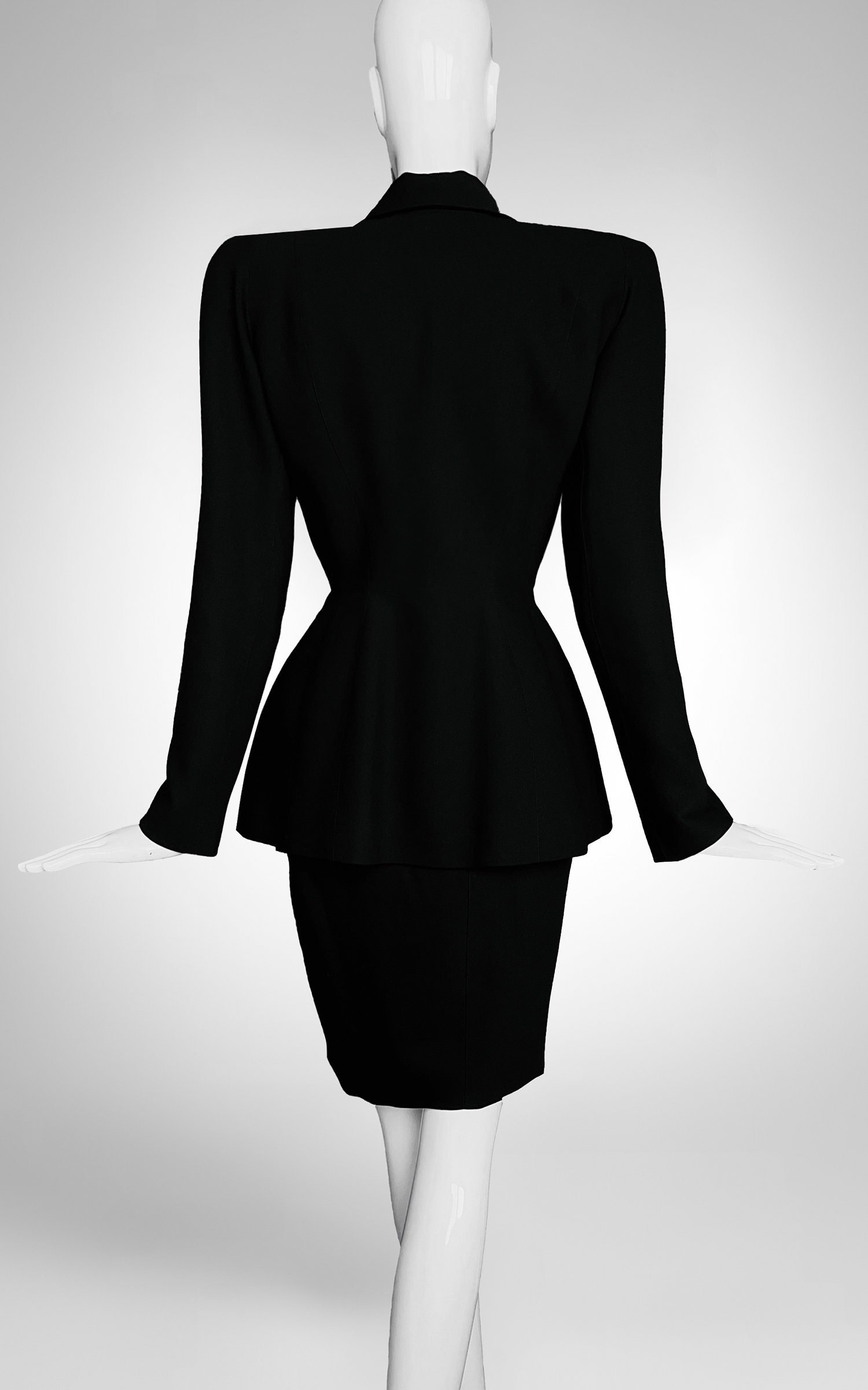 Thierry Mugler SS1998 Archival Black Skirt Suit Dramatic