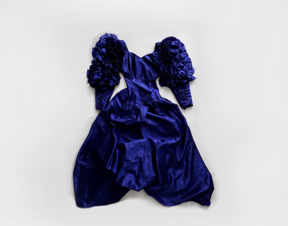 Gorgeous Dress Dramatic Deep Blue Maxi Frill Ruffl