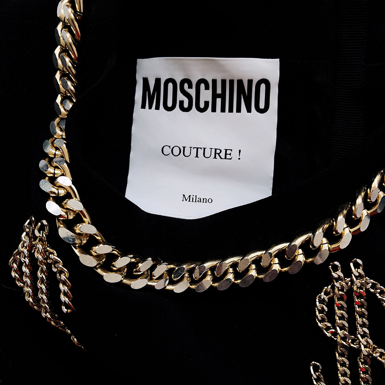 Iconic MOSCHINO Couture Dollar Sign Ensembe Black Dress Jacket