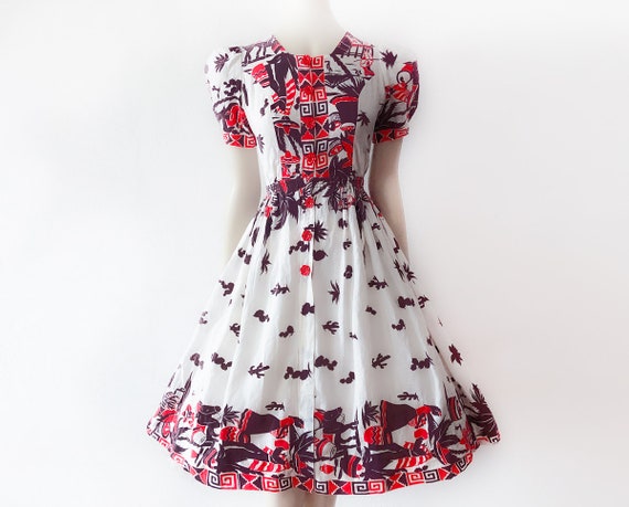 Rare 1940s Mexican Dress Vintage Mexico Petticoat