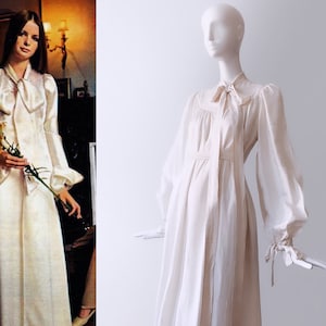 Stunning Original 1970s Jean-Louis Scherrer Dress Silk Poet Sleeve Bow Maxi 70s