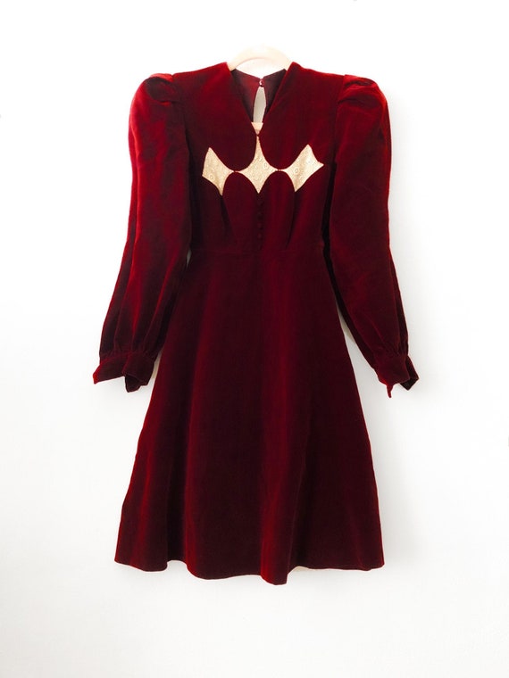 Vintage Red Velvet Dress 1920 Antique 30s 40s