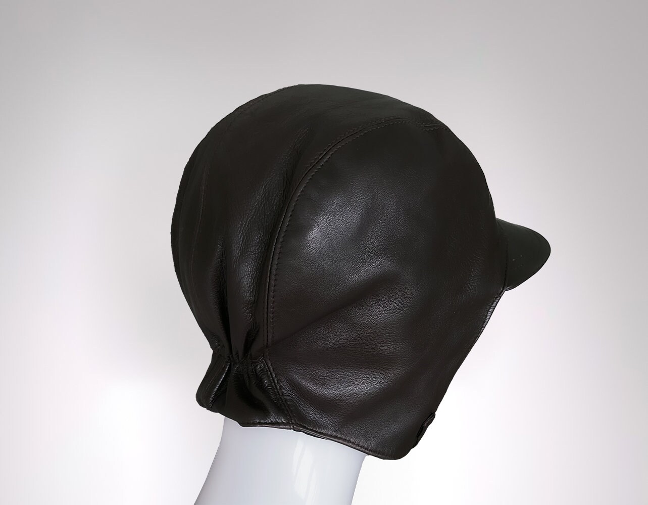 ハット Prada Dark Brown Leather Hat PRADA Leather Hat Rare Cap Visor Equestrian Aviator - Etsy