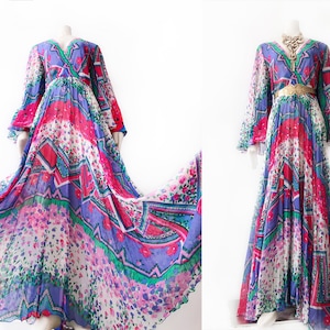Original Emilia Bellini Pure Silk 1960s Signature Maxidress 60s 70s Goddess